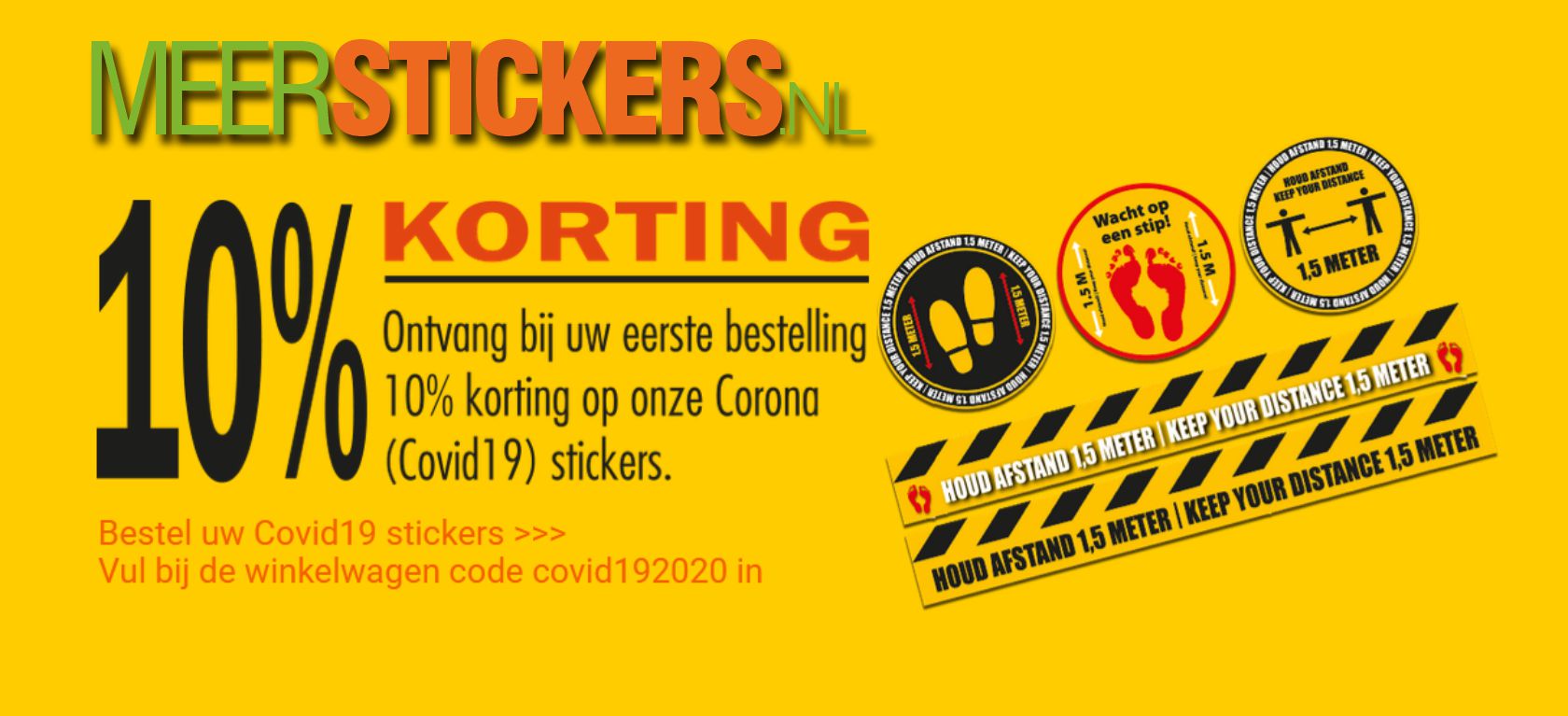 korting covid-19 stickers