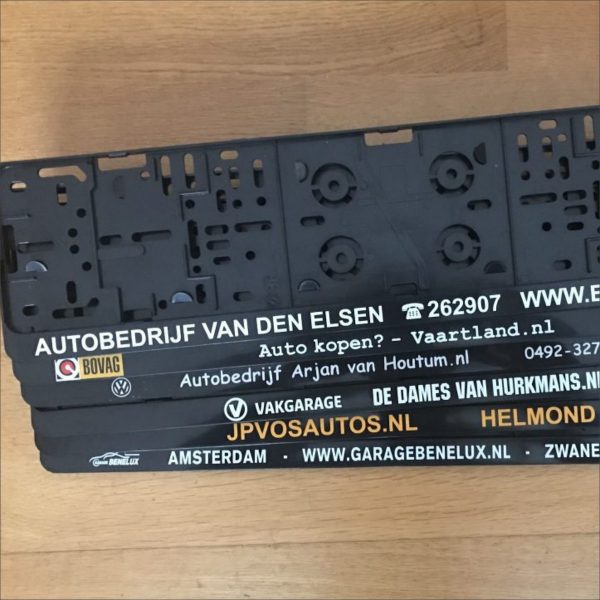Kentekenplaathouder met tekstrand kleine oplage (bedrukt)