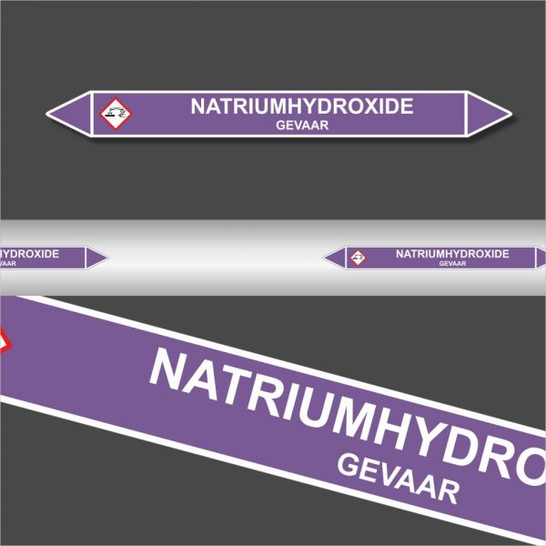 Leidingstickers Leidingmarkering Natriumhydroxide (Basen)
