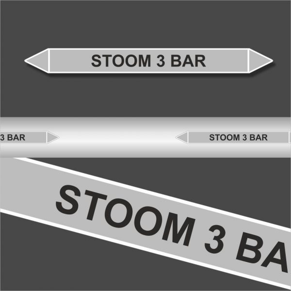 Leidingstickers Leidingmarkering Stoom 3 BAR (Stoom)