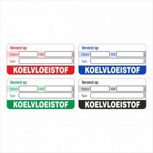 Onderhoud stickers koelvloeistof ververst op universeel