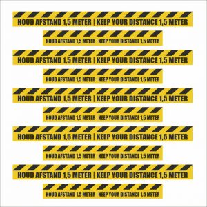 1,5 meter afstand stroken 12,5cm hoog (per 5 stuks)