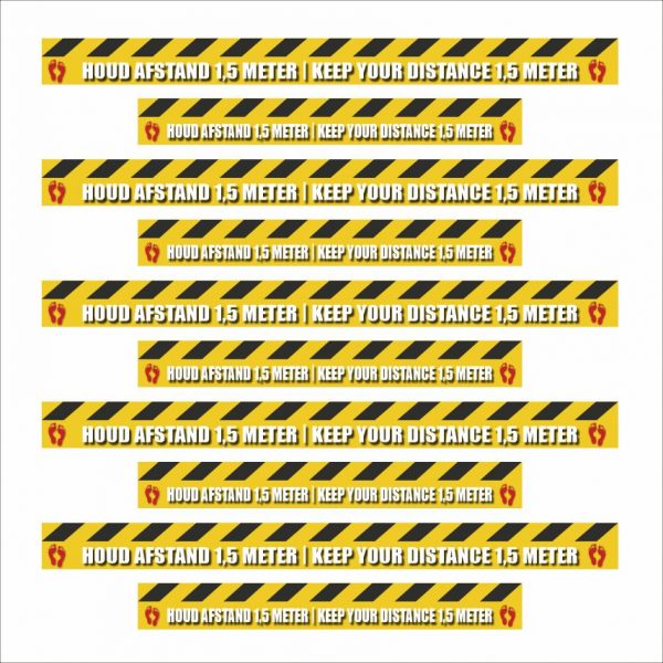 1,5 meter afstand stroken 12,5cm hoog voetjes (per 5 stuks)