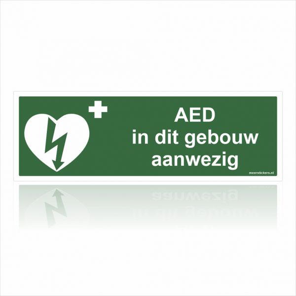 AED in dit gebouw aanwezig stickers (10x30cm)