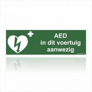 AED in dit voertuig aanwezig stickers (10x30cm)