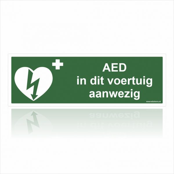 AED in dit voertuig aanwezig stickers (10x30cm)